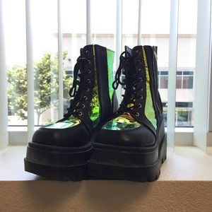 PRE LOVED- Cape Robbin Radioactive Platform Boots in Black/9 - SH216